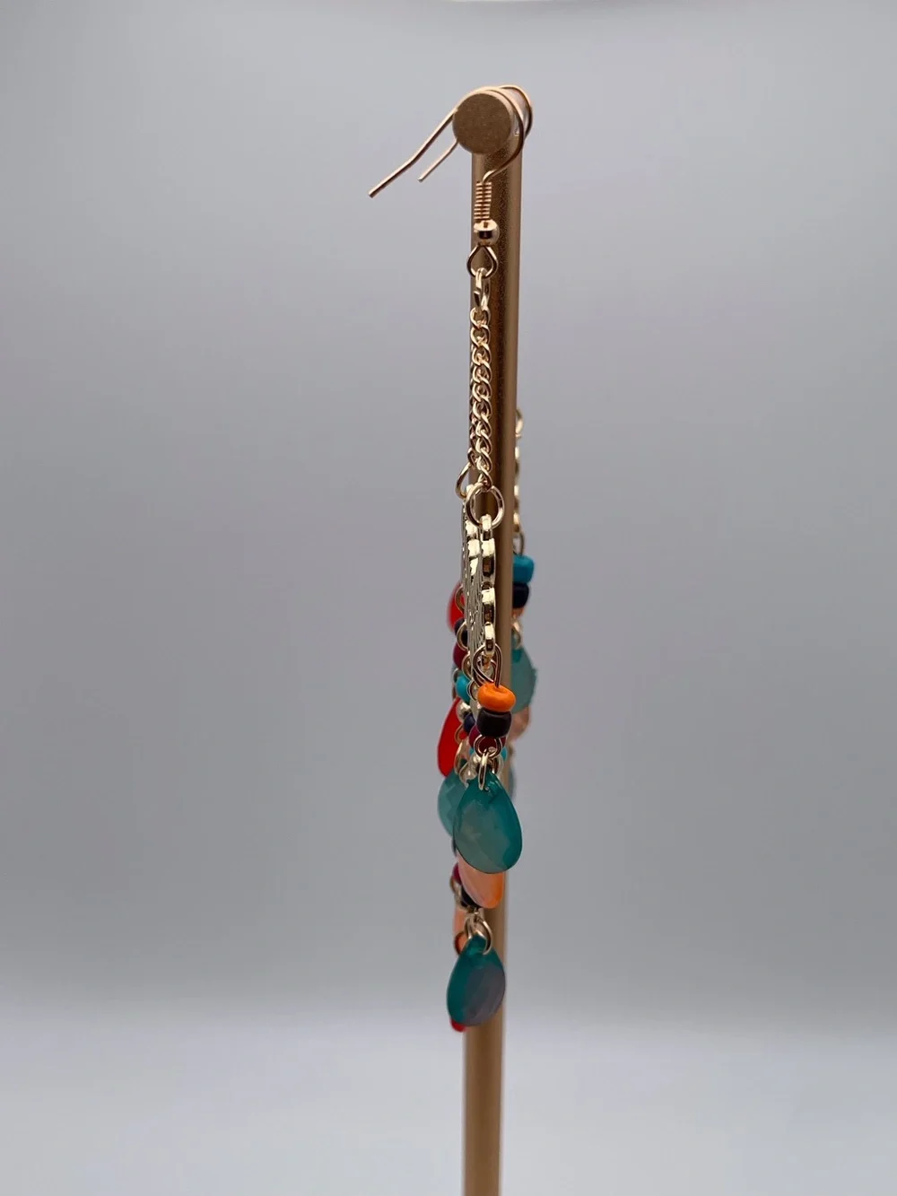 Multicolored Water Drop Beaded Dangling Earrings